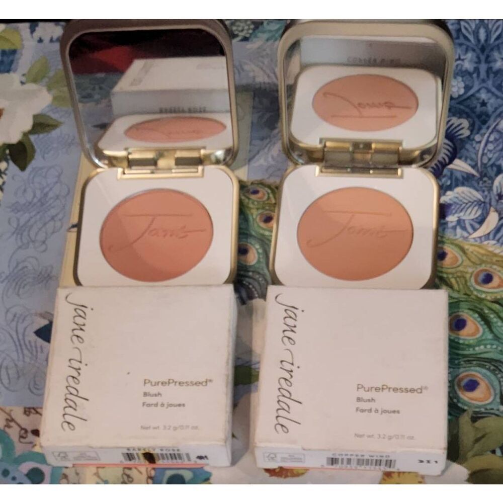 BNIB~JANE IREDALE Lot of (2) Pure Pressed Blush~Barely Rose & Copper Wind